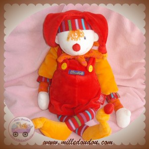 MOULIN ROTY SOS DOUDOU CLOWN DRAGOBERT CAPUCIN ROUGE 40 CM