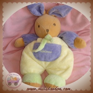 TAKINOU SOS DOUDOU LAPIN BEIGE CORPS JAUNE MAUVE 30 CM