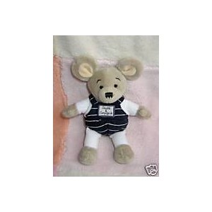 DOUDOU ET COMPAGNIE PELUCHE PETITE SOURIS HABIT RAYE MARINE