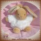 KALOO SOS DOUDOU LAPIN BEIGE BOULE BLANC FUR PATAPOUF