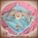 TEX DOUDOU LAPIN BEIGE CORPS PLAT BLEU FLEUR SOS