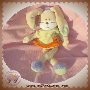 MOTS D'ENFANTS SOS DOUDOU LAPIN FILLE ROBE JAUNE VIOLET