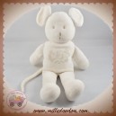 PETIT BATEAU SOS DOUDOU SOURIS BLANCHE BRODERIE OR