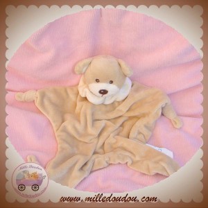 BAMBIA LIDL SOS DOUDOU OURS PLAT BEIGE COLERETTE ECRU NOEUD