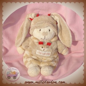 NICOTOY DOUDOU LAPIN ECRU RAYE BEIGE NICOTOY MON LAPIN 19 CM SOS