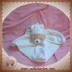 DOUDOU ET COMPAGNIE SOS OURS CORPS PLAT BLANC COL ROSE BONNET 