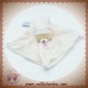 DOUDOU ET COMPAGNIE SOS OURS CORPS PLAT BLANC COL ROSE BONNET 