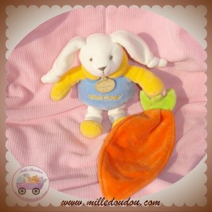 DOUDOU ET COMPAGNIE SOS LAPIN BLANC BLEU CARROTTE P'TIT DOUX