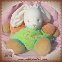 KALOO SOS DOUDOU LAPIN BLANC CORPS VERT ORANGE 123 EVEIL