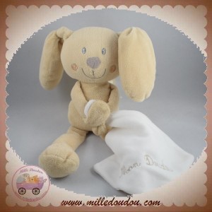 POMMETTE SOS DOUDOU LAPIN BEIGE MOUCHOIR BLANC