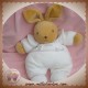 TAKINOU SOS DOUDOU LAPIN BEIGE CORPS BLANC GILET LAINE