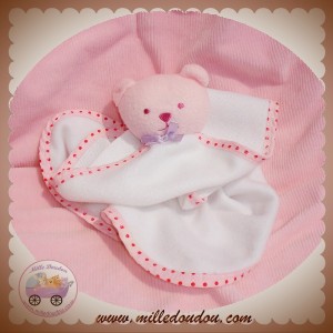 DIVERS SOS DOUDOU OURS ROSE MOUCHOIR PLAT BLANC POINTS ROUGES