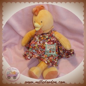 MOULIN ROTY SOS DOUDOU POULE COQ ORANGE ROBE 30 cm