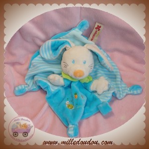 NICOTOY SOS DOUDOU LAPIN PLAT BLEU ATTACHE TETINE