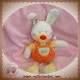 NICOTOY DOUDOU LAPIN BLANC SALOPETTE ORANGE CAROTTE KIABI