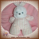 TARTINE ET CHOCOLAT SOS DOUDOU LAPIN PELUCHE TISSU RAYE ROSE BLANC