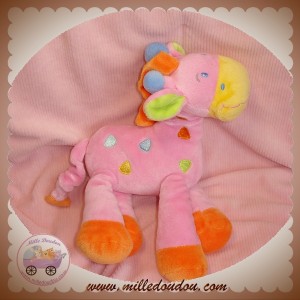 MOTS D'ENFANTS SOS DOUDOU GIRAFE ROSE ORANGE JAUNE