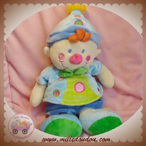 NICOTOY SOS DOUDOU CLOWN LUTIN POUPEE HABIT BLEU VERT 46 CM