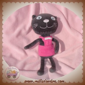 DPAM SOS DOUDOUS CHAT NOIR MINETTE PETIT ROBE ROSE