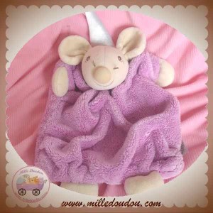 KALOO SOS DOUDOU SOURIS PLUME ROSE VIOLET PLATE 