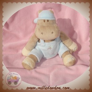 NOUKIE'S SOS DOUDOU HIPPOPOTAME HIPPOLYTE BEIGE BLEU 18 cm