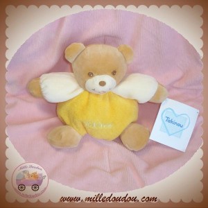 TAKINOU SOS DOUDOU OURS BEIGE CORPS BOULE JAUNE NEUF