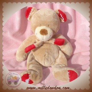 NICOTOY SOS DOUDOU OURS BEIGE ROUGE COEUR