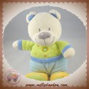 NICOTOY SOS DOUDOU OURS ECRU VERT BLEU COEUR