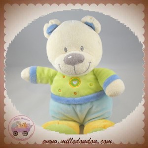 NICOTOY SOS DOUDOU OURS ECRU VERT BLEU COEUR NICOTOY SOS DOUDOU OURS ECRU VERT BLEU COEUR