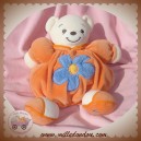 KALOO SOS DOUDOU OURS BLANC BOULE ORANGE FLEUR BLEU