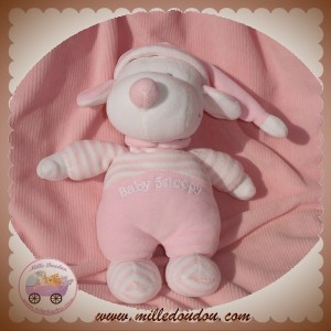 JEMINI PEANUTS SOS DOUDOU CHIEN SNOOPY BLANC ROSE BABY