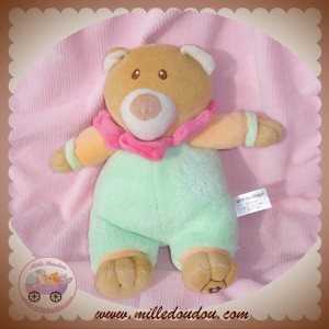 DBB REMOND SOS DOUDOU OURS BEIGE PLUME VERT ROSE