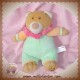 DBB REMOND SOS DOUDOU OURS BEIGE PLUME VERT ROSE