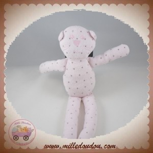 BOUT'CHOU MONOPRIX SOS DOUDOU CHAT OURS ROSE VELOURS ETOILES GRISES