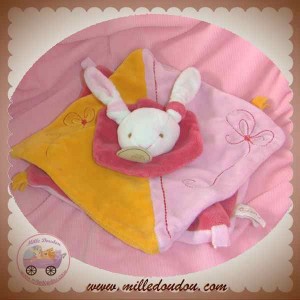 BABYNAT BABY NAT SOS DOUDOU LAPIN BLANC PLAT ROSE ORANGE 