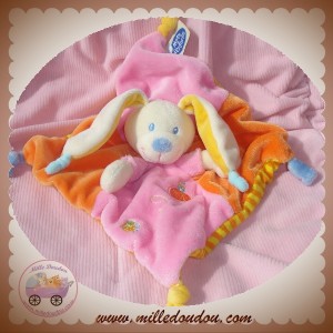 MOTS D'ENFANTS SOS DOUDOU LAPIN ECRU PLAT  ROSE ORANGE DOS