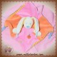 MOTS D'ENFANTS SOS DOUDOU LAPIN ECRU PLAT ROSE ORANGE 