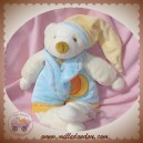 BABYNAT BABY NAT DOUDOU OURS ECRU SALOPETTE BLEU BALLON SOS