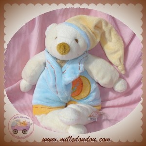 BABYNAT BABY NAT DOUDOU OURS ECRU SALOPETTE BLEU BALLON