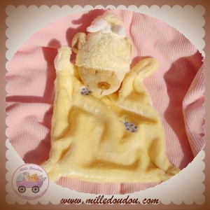 NICOTOY DOUDOU OURS PLAT CARRE JAUNE COCCINELLE SOS