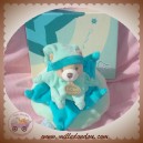 DOUDOU ET COMPAGNIE OURS FLEUR ETOILE VERT BLEU TURQUOISE PETIT 