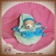 DOUDOU ET COMPAGNIE OURS FLEUR ETOILE VERT BLEU TURQUOISE PETIT 