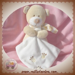 POMMETTE DOUDOU OURS ECRU CREME MOUCHOIR BLANC ECHARPE SOS