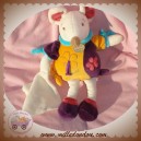 DOUDOU ET COMPAGNIE SOURIS HAWAI MOUCHOIR ORANGE VIOLET FLEUR 