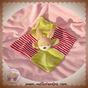 MAXITA SOS DOUDOU LAPIN BEIGE PLAT VERT RAYE ROUGE