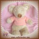 TEX SOS DOUDOU SOURIS BOUCLETTE BEIGE T-SHIRT RAYE ROSE  27 cm