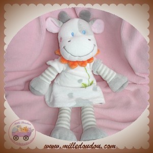 NICOTOY SOS DOUDOU VACHE BLANCHE GRISE ROBE FLEUR