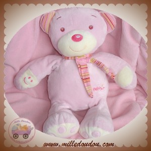 BABYSUN SOS DOUDOU OURS ROSE ECHARPE RIEUR 30 CM BABY SUN