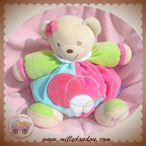 KALOO SOS DOUDOU OURS ECRU BOULE BLEU ROSE VERT RONDS