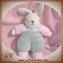 NOUNOURS SOS DOUDOU LAPIN BLANC CORPS GRIS ROSE HOCHET